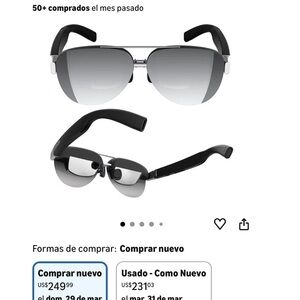 Lenovo Black and Silver Foldable Men's Sunglasses